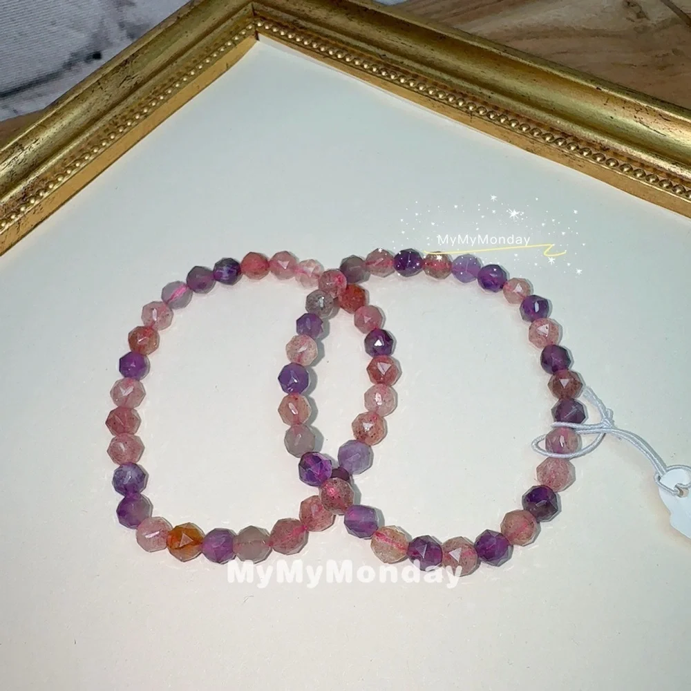 Strawberry Quartz And Amethyst Bracelet 6mm